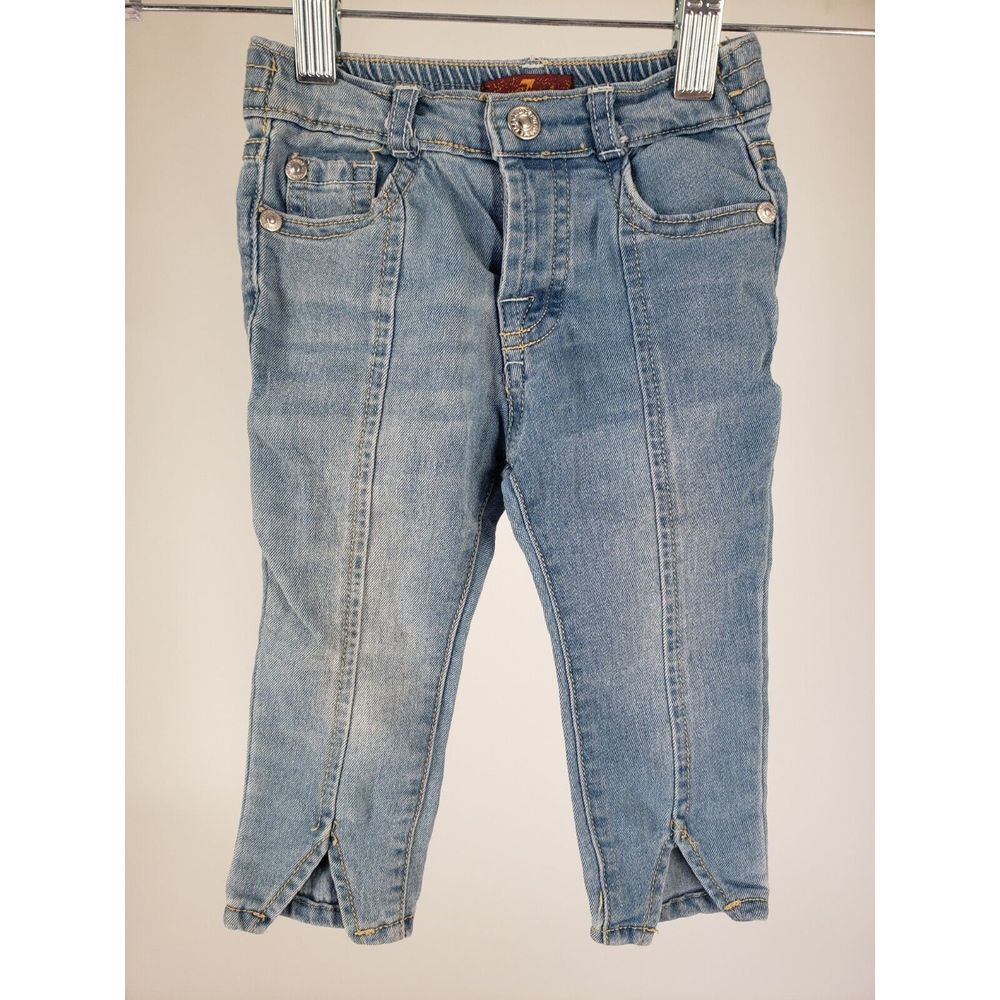 7 For All Mankind Jeans 12m Baby Girls Light Blue Wash Skinny Denim Snap Elastic